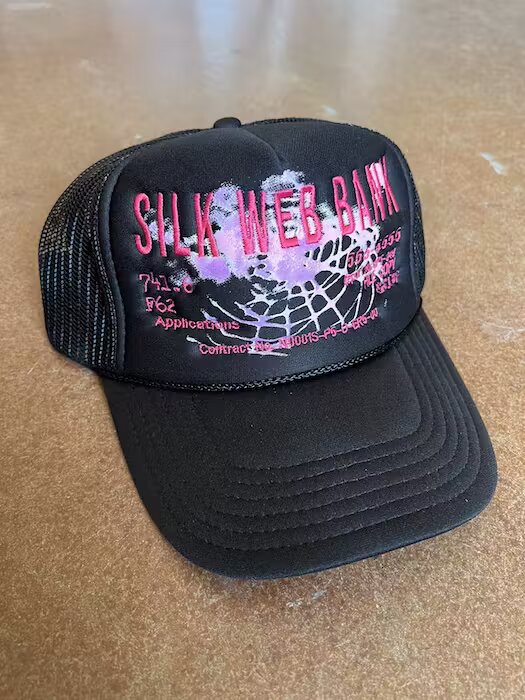 Spider Worldwide Silk Web Bank Trucker Hat Black