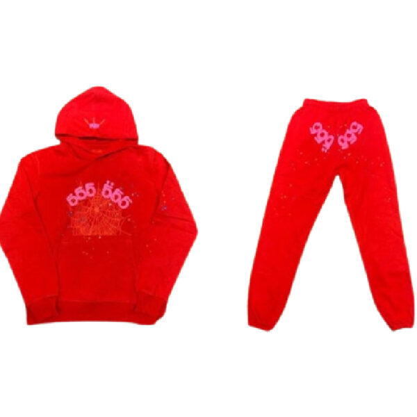 Sp5der 555 Tracksuit Pant and Hoodie Red